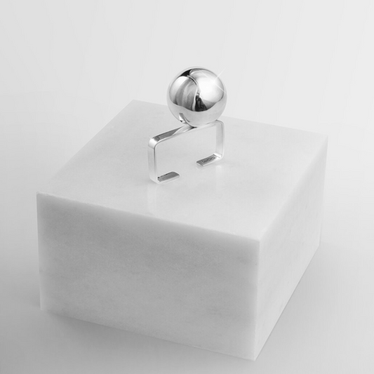 Big Ball Ring on the Two Finger in handmade 925 sterling silver with a chunky, sculptural orb design.
