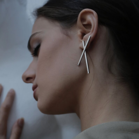 X-design earrings in sterling silver

