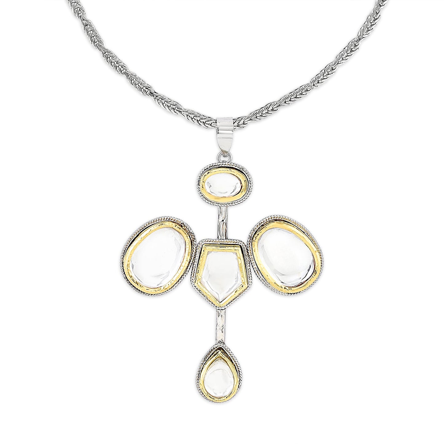 Gold & Silver Polki Vatican Necklace