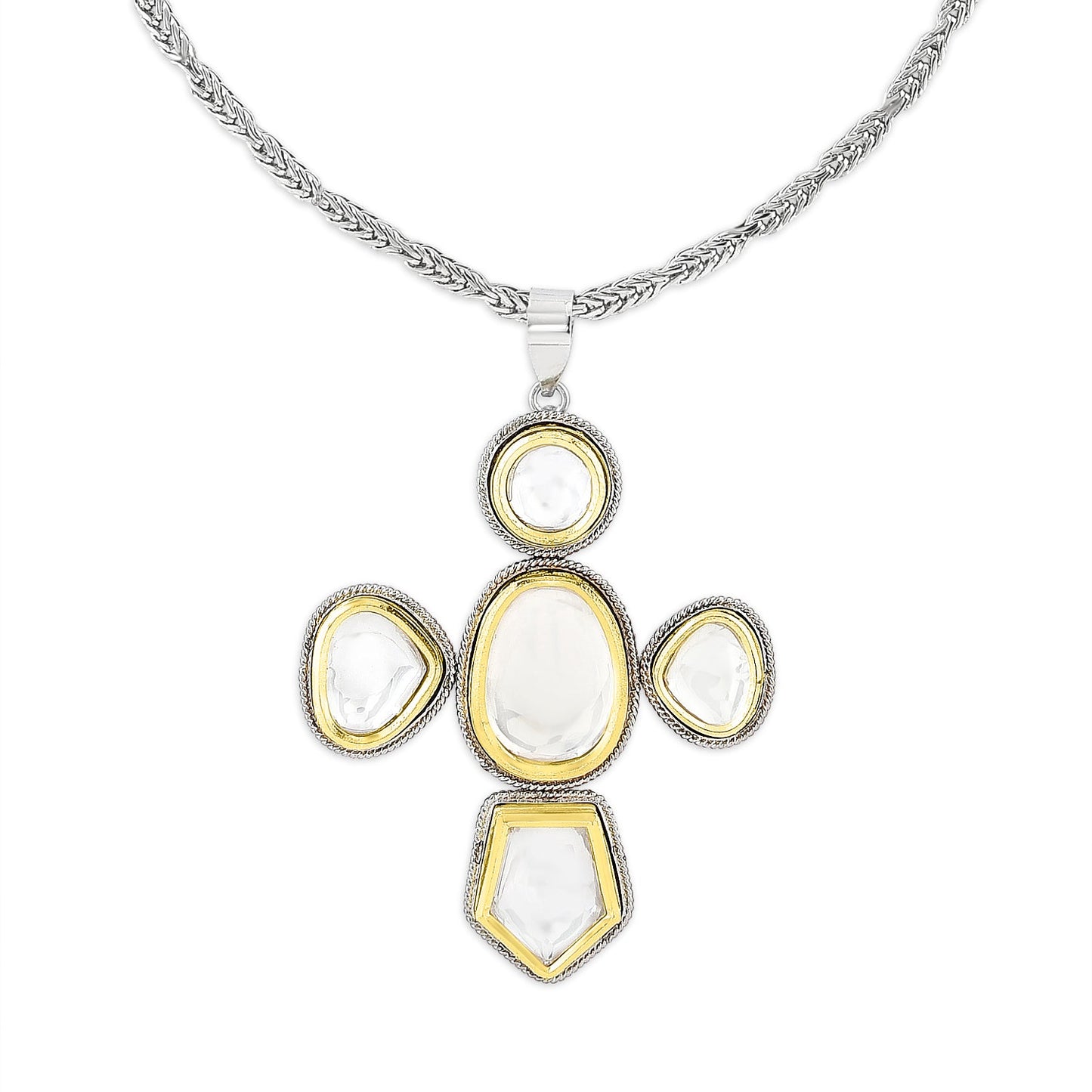 Gold & Silver Polki Church Necklace