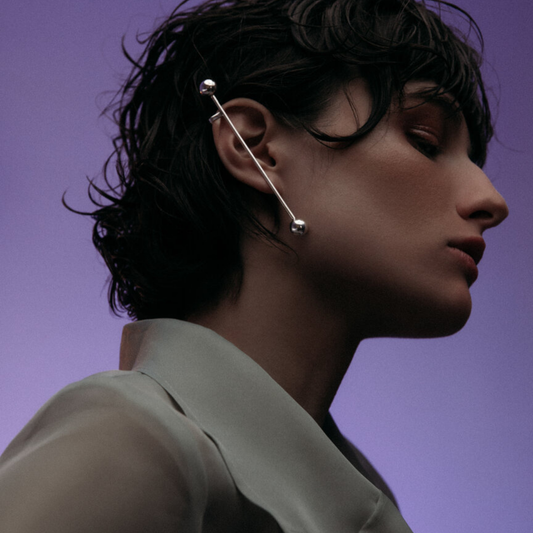 T.J. mono earring in sterling silver