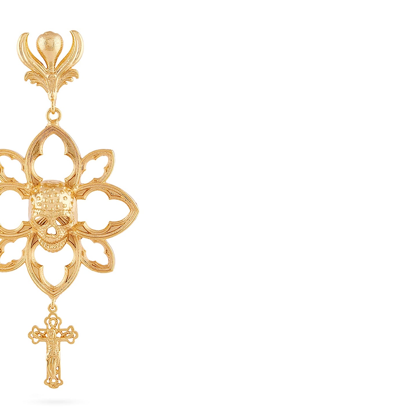 Skull Floral Earrings (Gold)