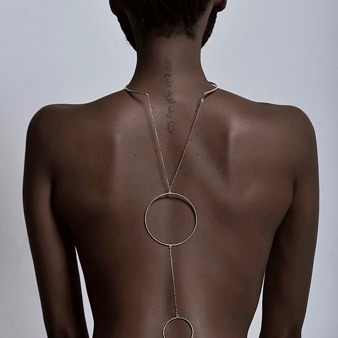 925 silver necklace with three interlinked hoops