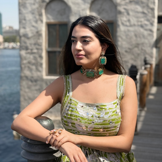 THE AMARA CHOKER SET - GREEN