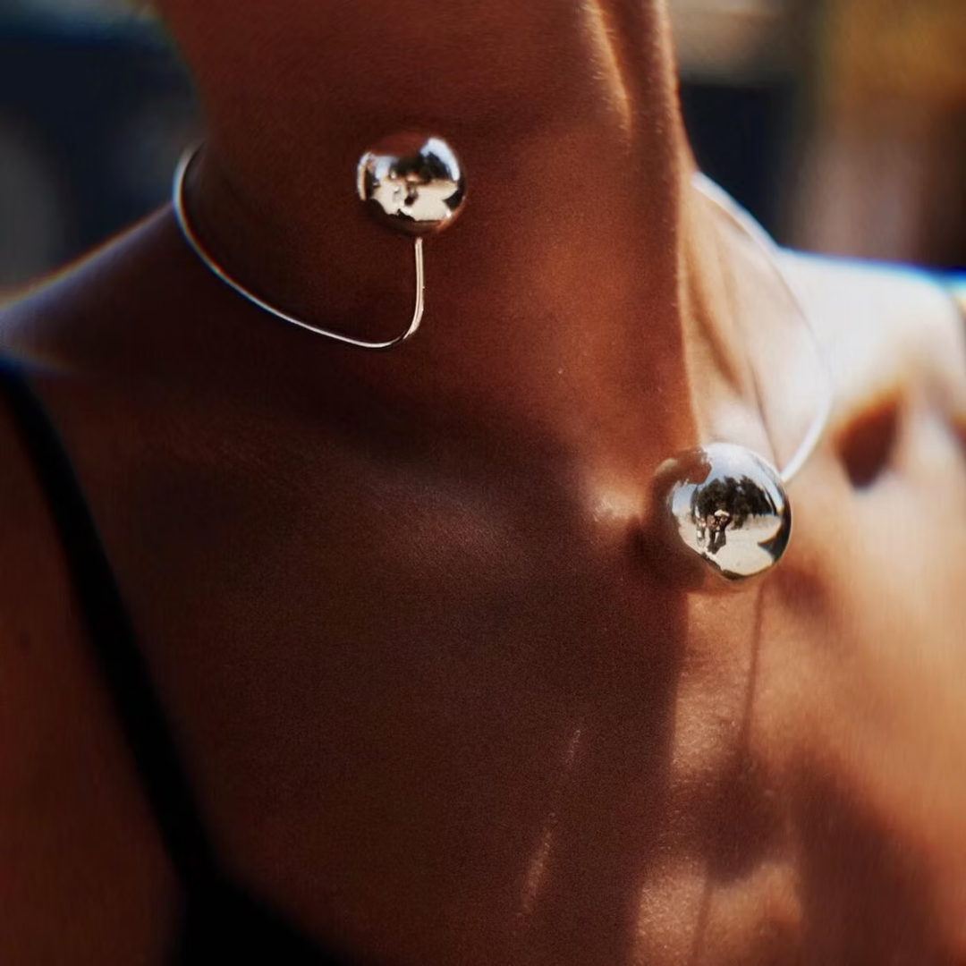 925 silver necklace with two silver balls