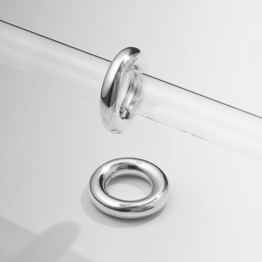 BOO .B. Ring in handmade 925 sterling silver featuring a chunky, stacked circular design.
