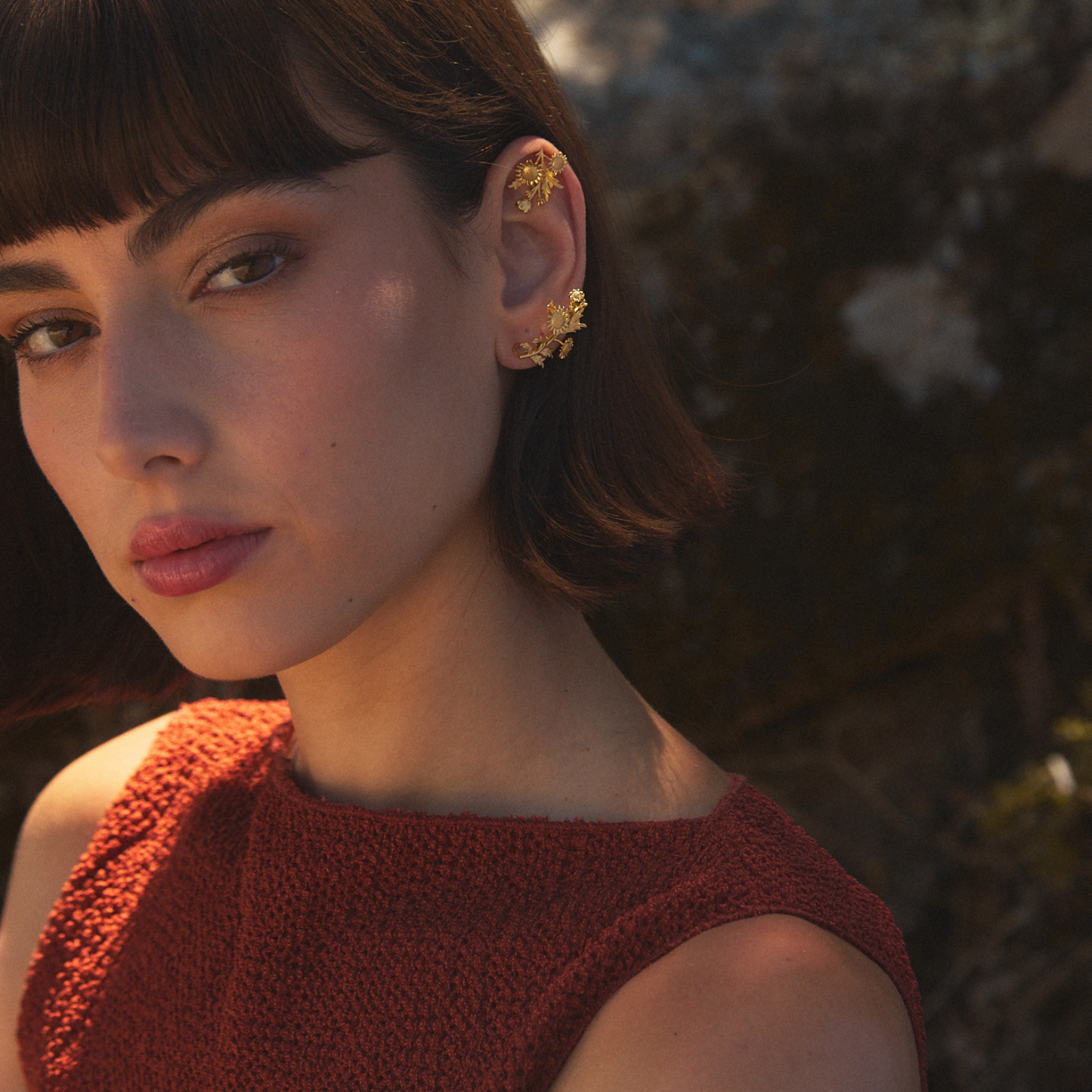 SUNFLOWER ASYMMETRIC EARRINGS