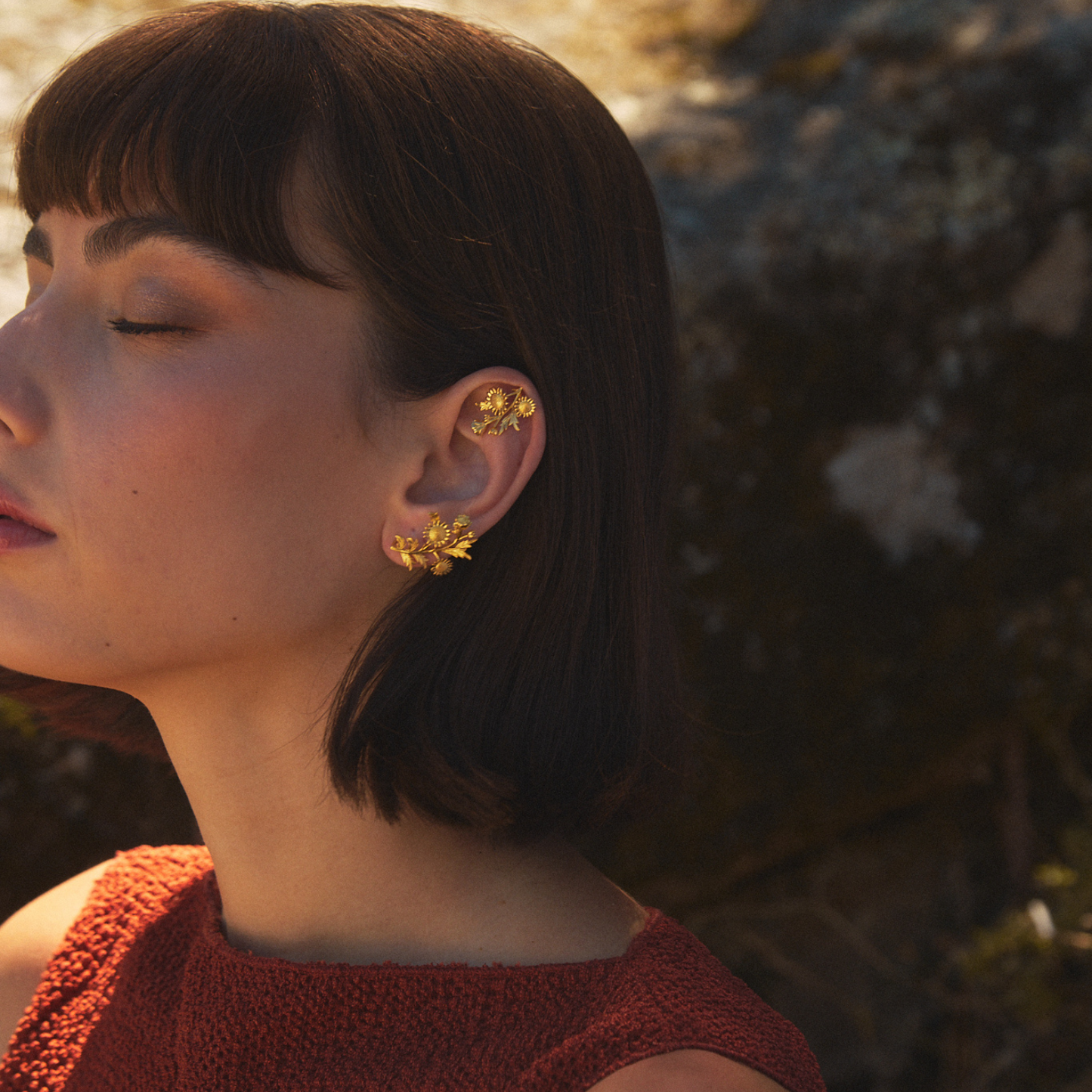 SUNFLOWER ASYMMETRIC EARRINGS