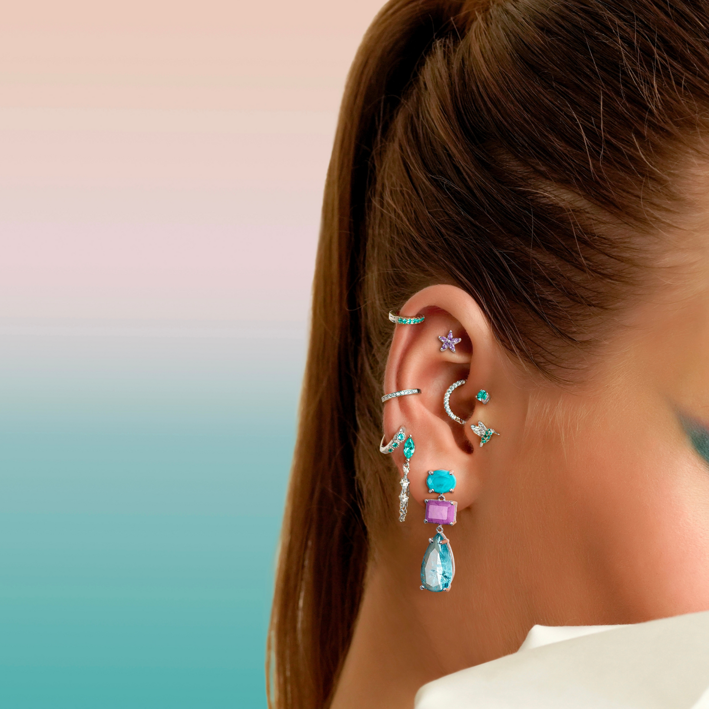 CALENDULA SILVER SINGLE EARRING