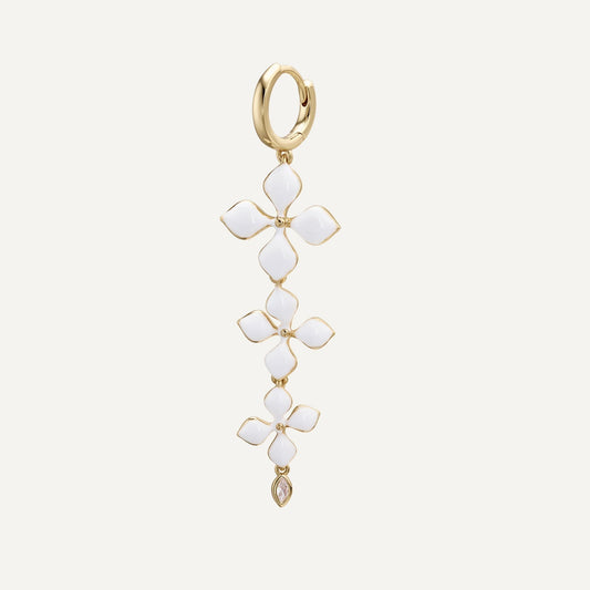 WHITE LOTUS HOOP PIERCING EARRING
