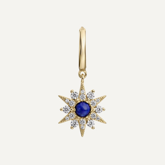 LAPIS LAZULI STAR HOOP PIERCING EARRING