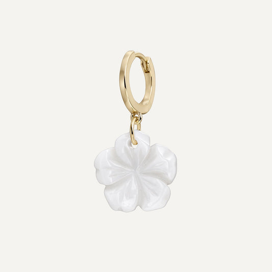 PEARL FLOWER HOOP EARRING