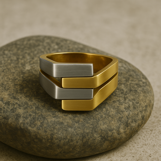 Two-toned 18k gold and silver plated ring 
