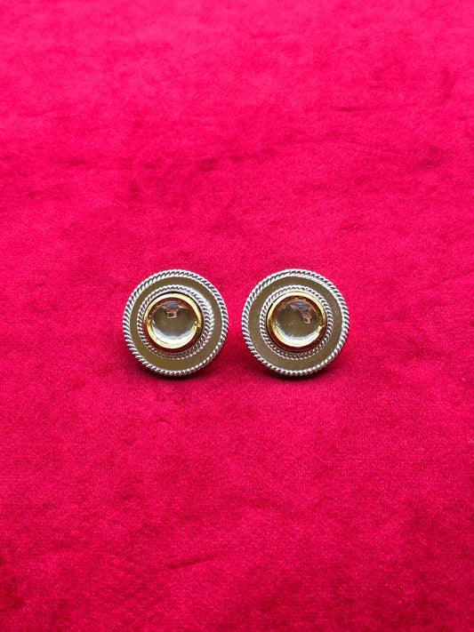 Polki Single Dot Stud Silver