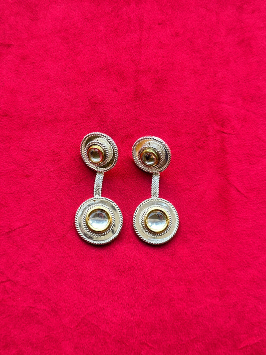 Polki 2 Dot Stud Silver