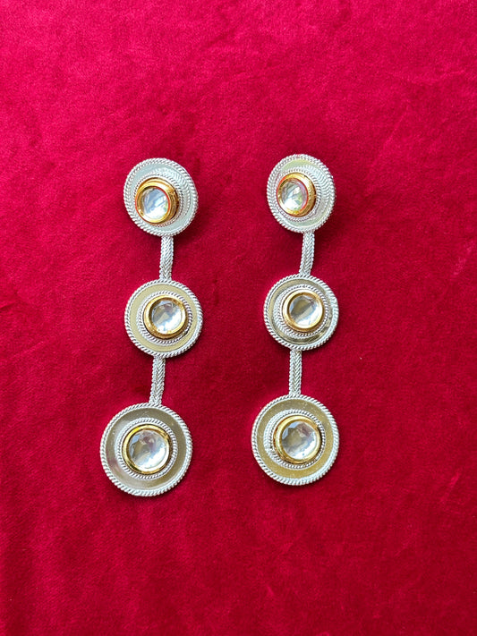 Polki Three Dot Earrings