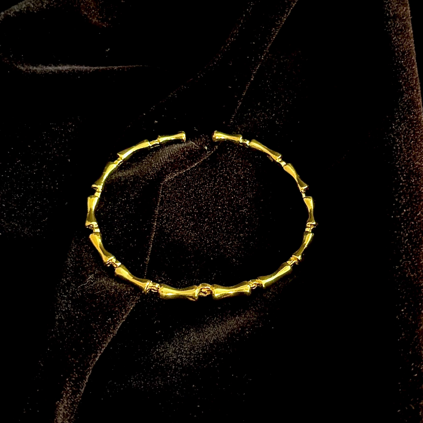 Liner Bracelet in 18k gold plating featuring bamboo-inspired textured links

