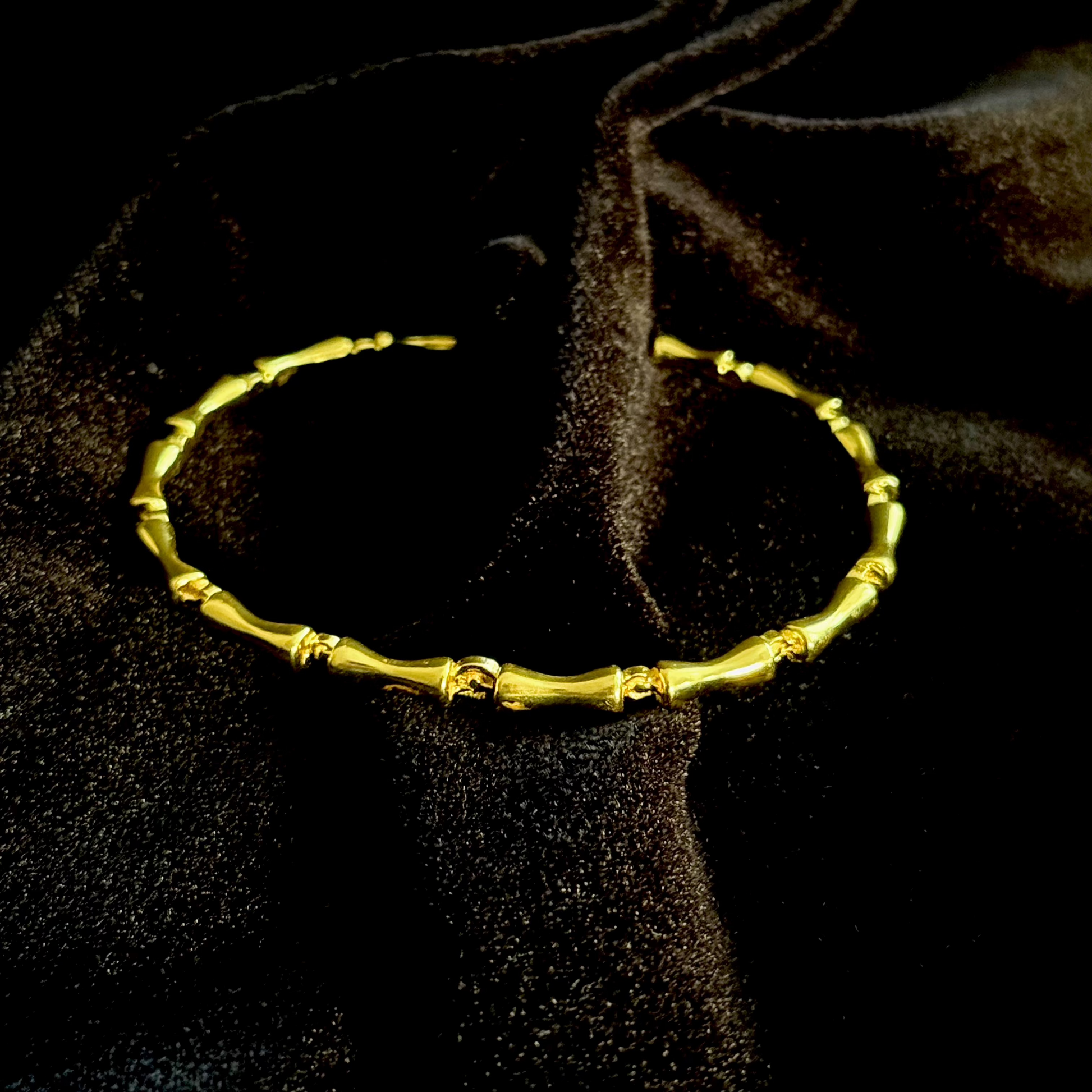 Liner Bracelet in 18k gold plating featuring bamboo-inspired textured links

