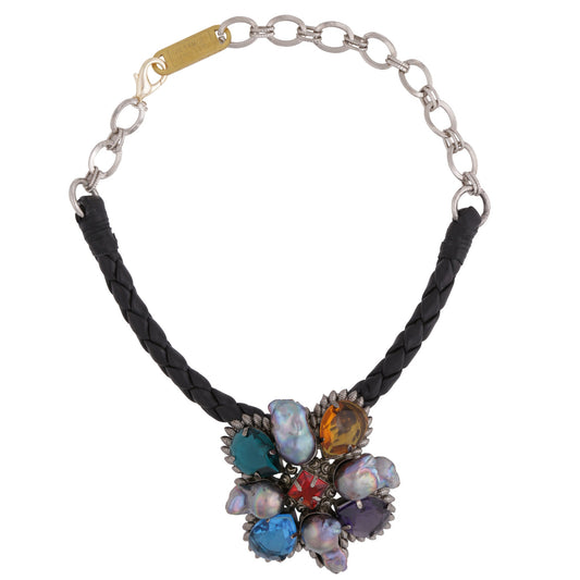 LEATHER BRAID COLLAR BAGUETTE