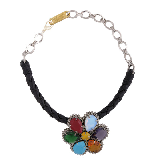 LEATHER BRAID COLLAR FLOWER