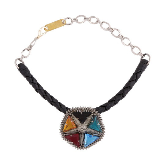 LEATHER BRAID COLLAR STAR