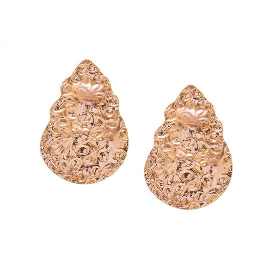 Beaten Metal Drop Earrings (Rose Gold)