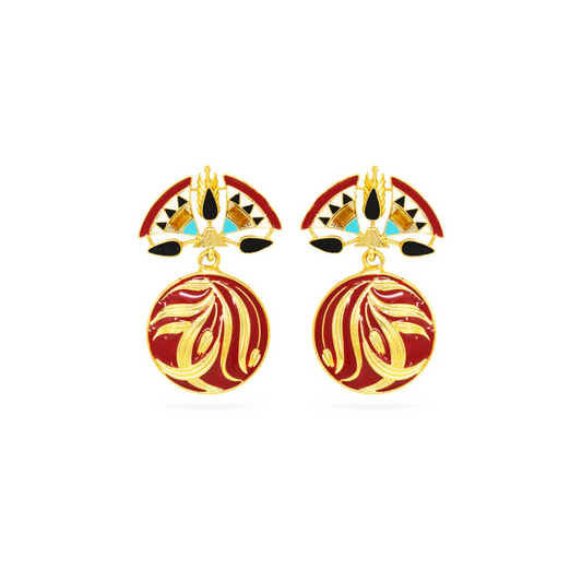 Red Round Drops Allure Earrings