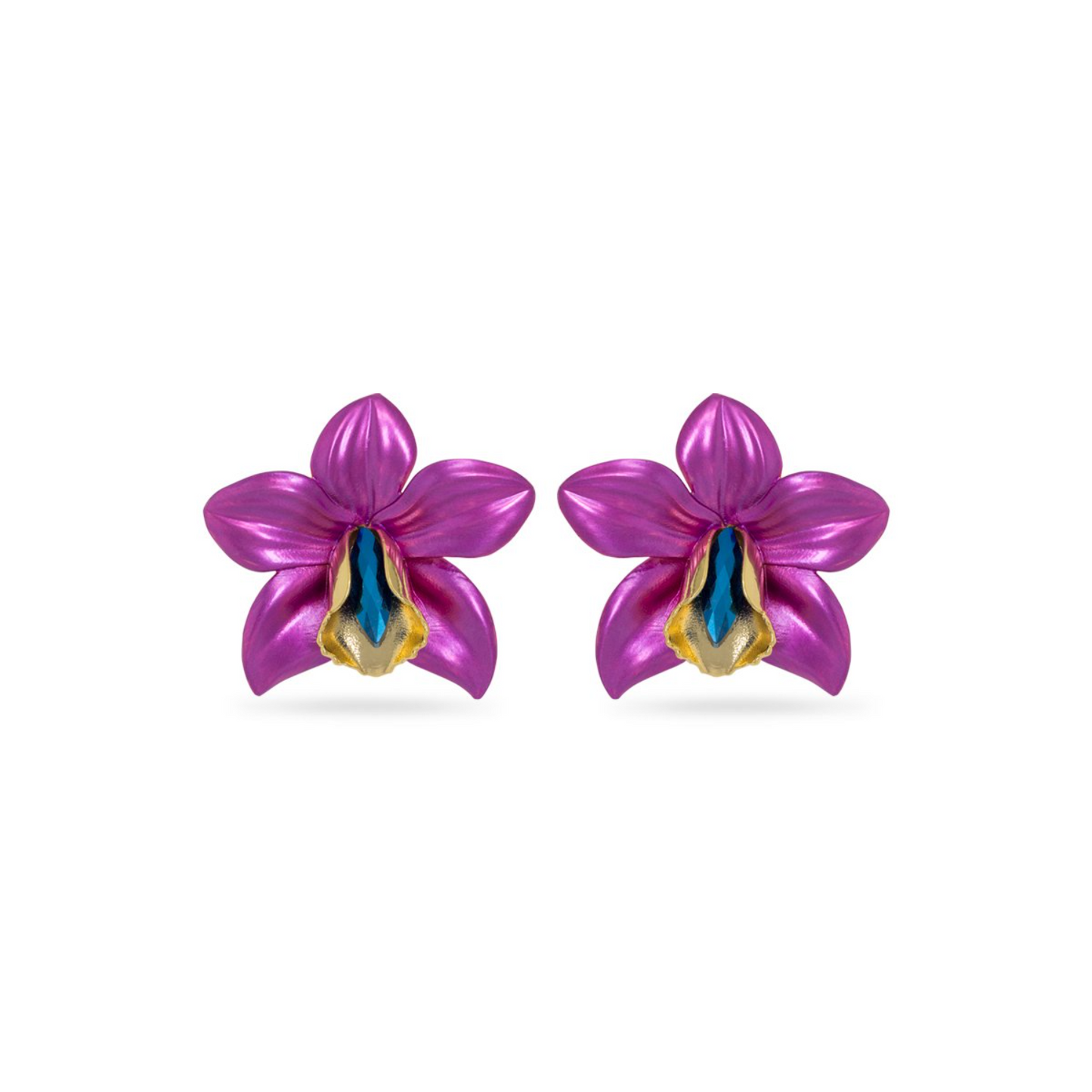 Dark Purple Metallic Orchid Earrings