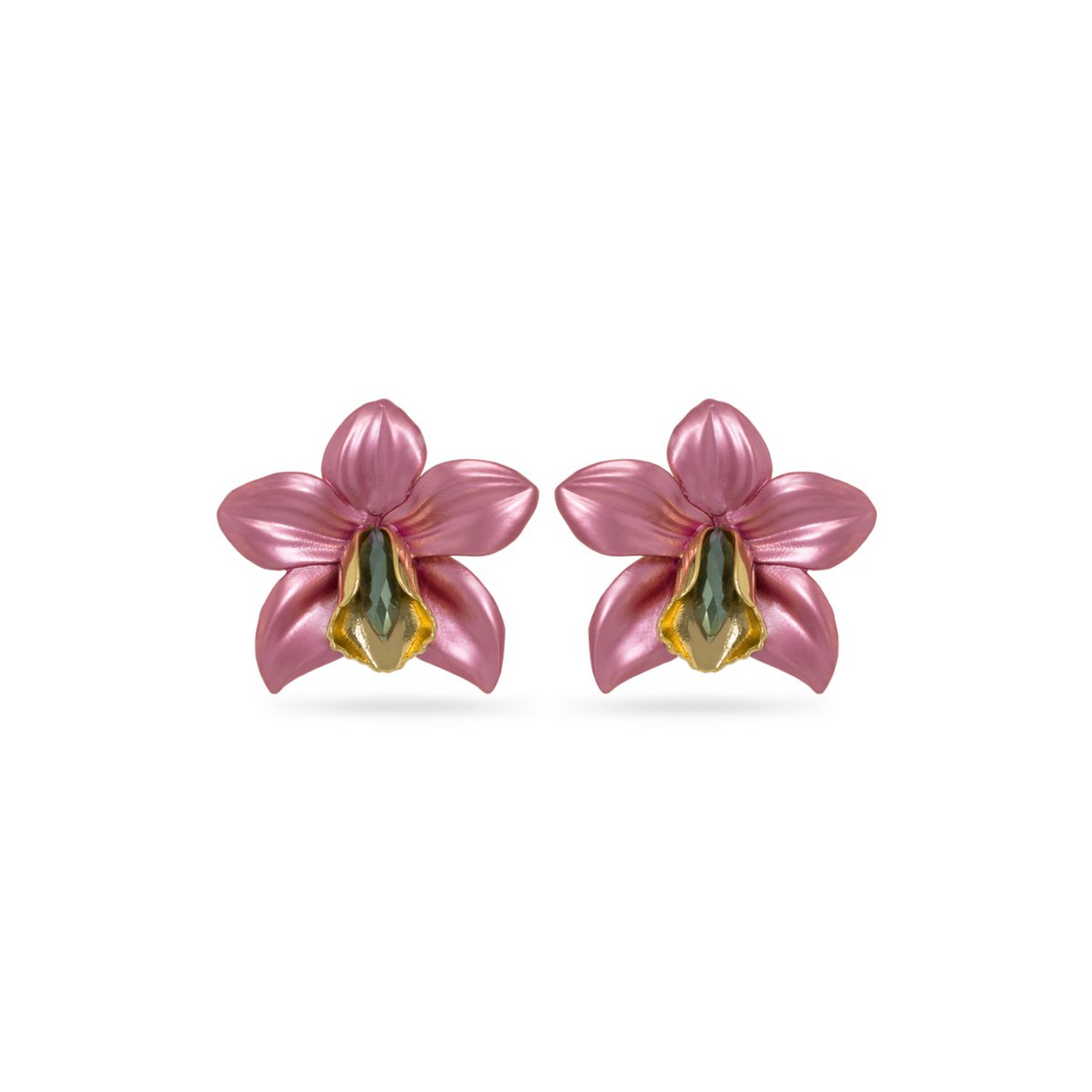 Pink Metallic Orchid Earrings