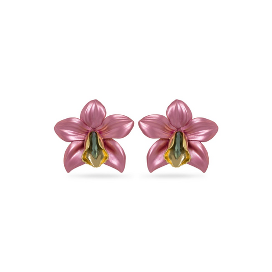 Pink Metallic Orchid Earrings