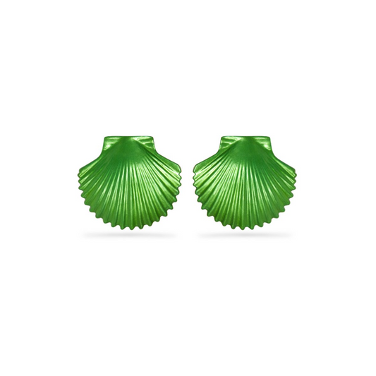 Green Metallic Shell Earrings