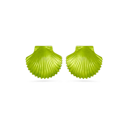 Lime Green Metallic Shell Earrings
