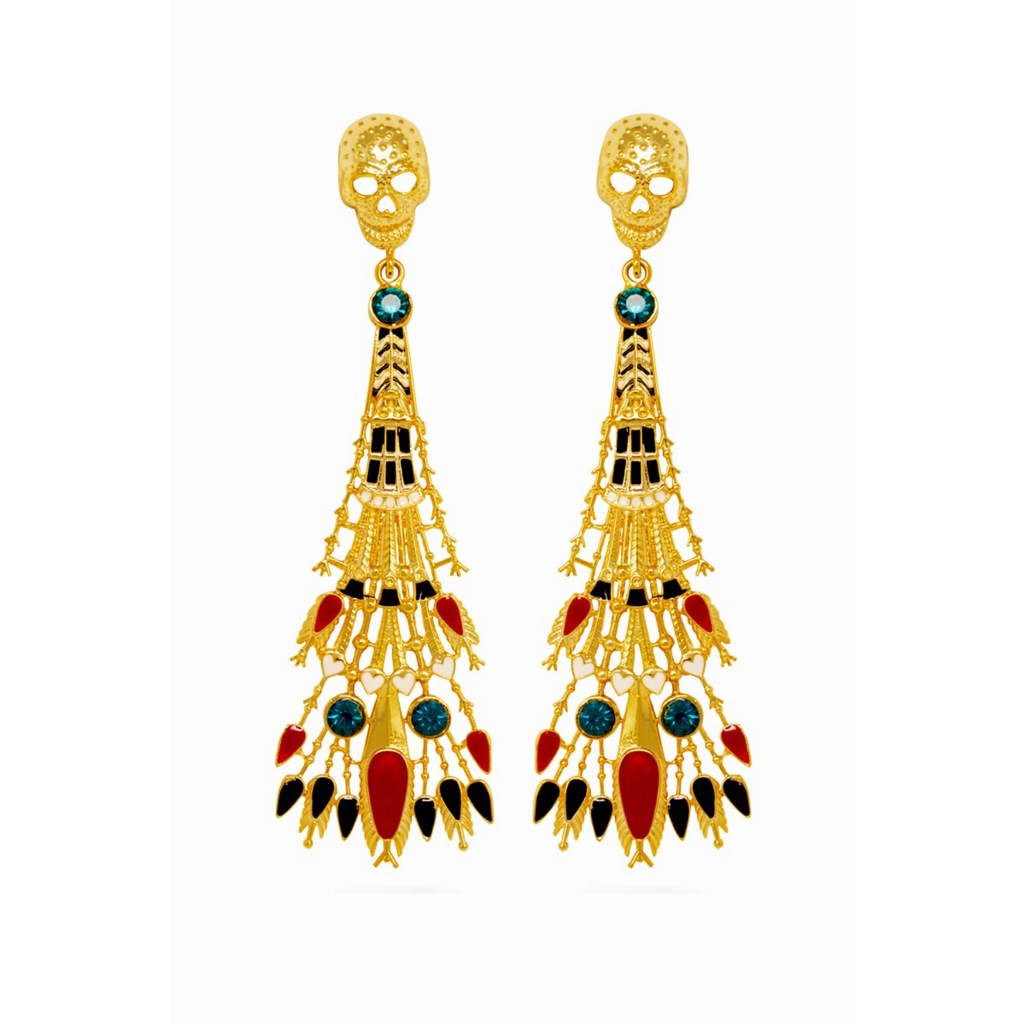 Red Skull Nefertiti Earrings