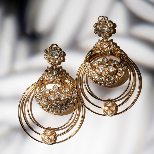 Gold-plated hoop earrings with crystal detailing

