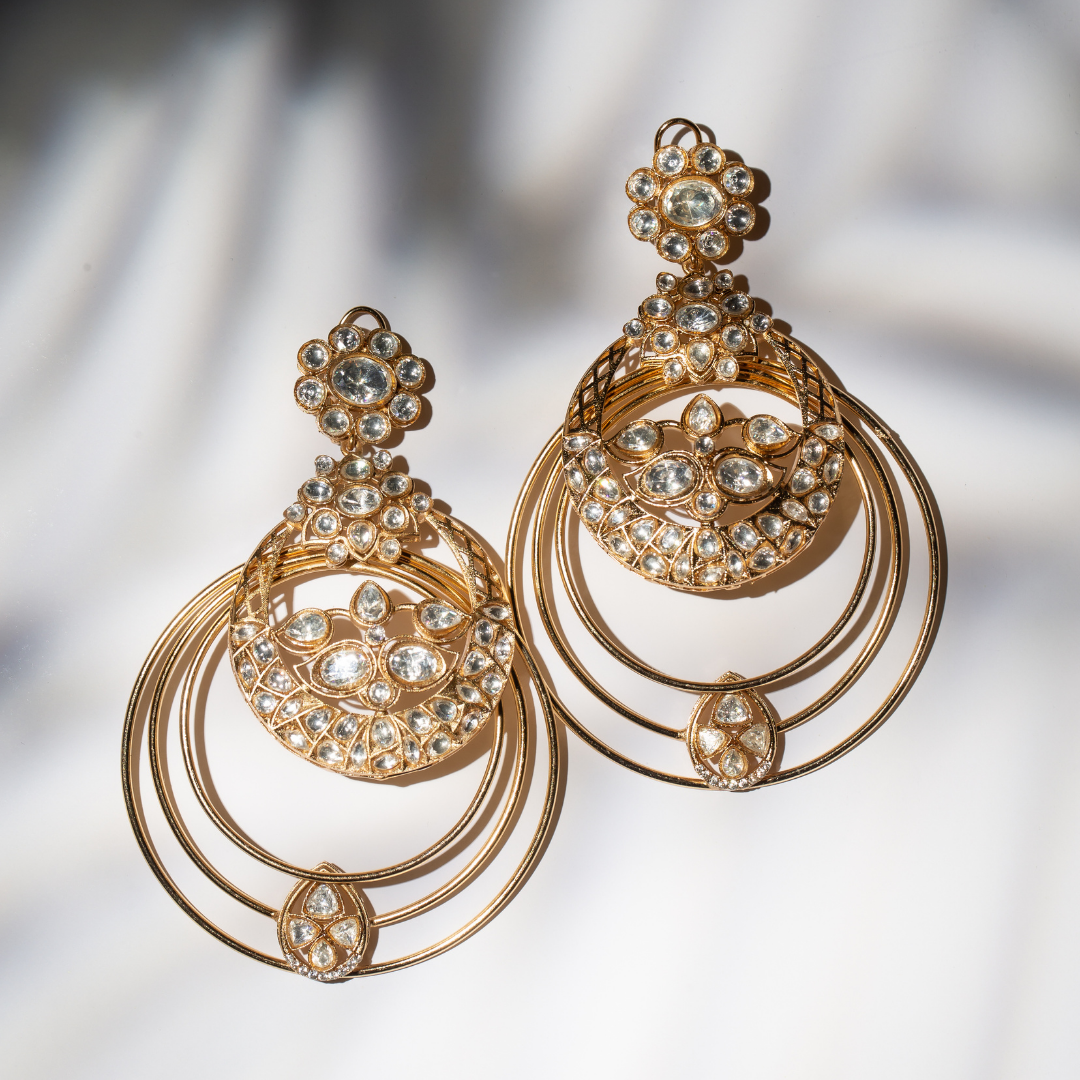 Gold-plated hoop earrings with crystal detailing

