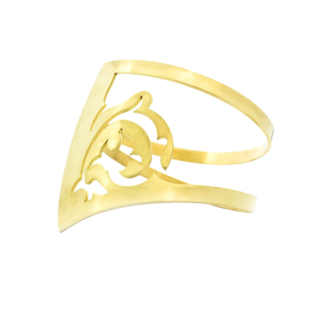 Gold plated statement cuff bracelet with floral cutout details from the FLORAL collection
