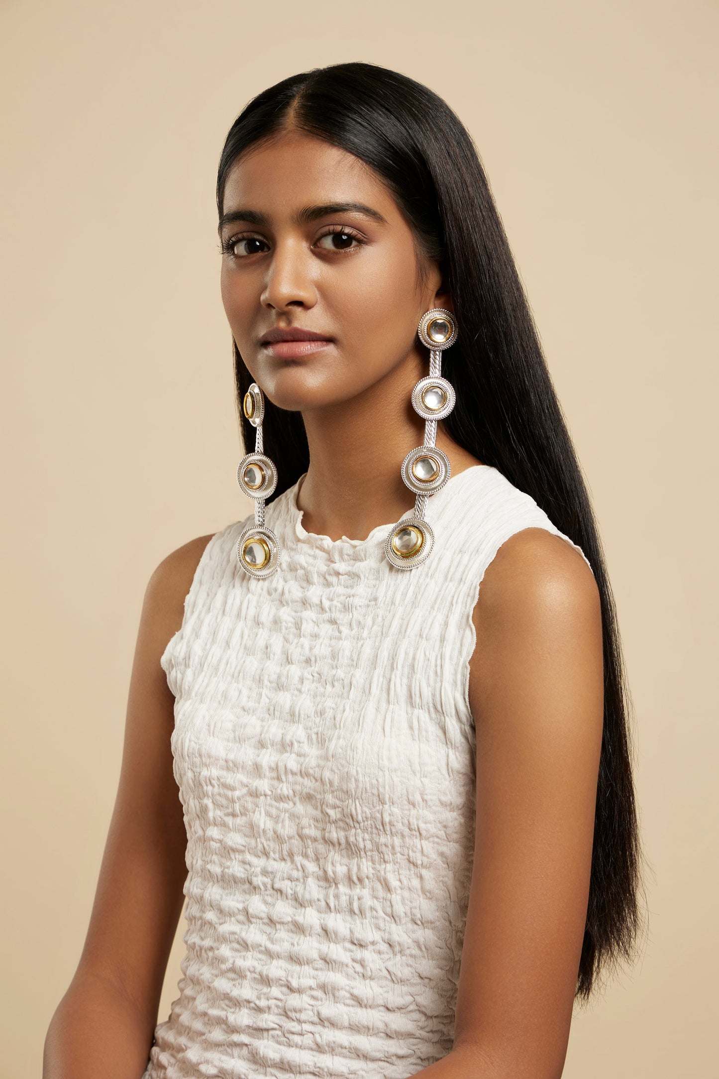 Polki Four Dot Earrings