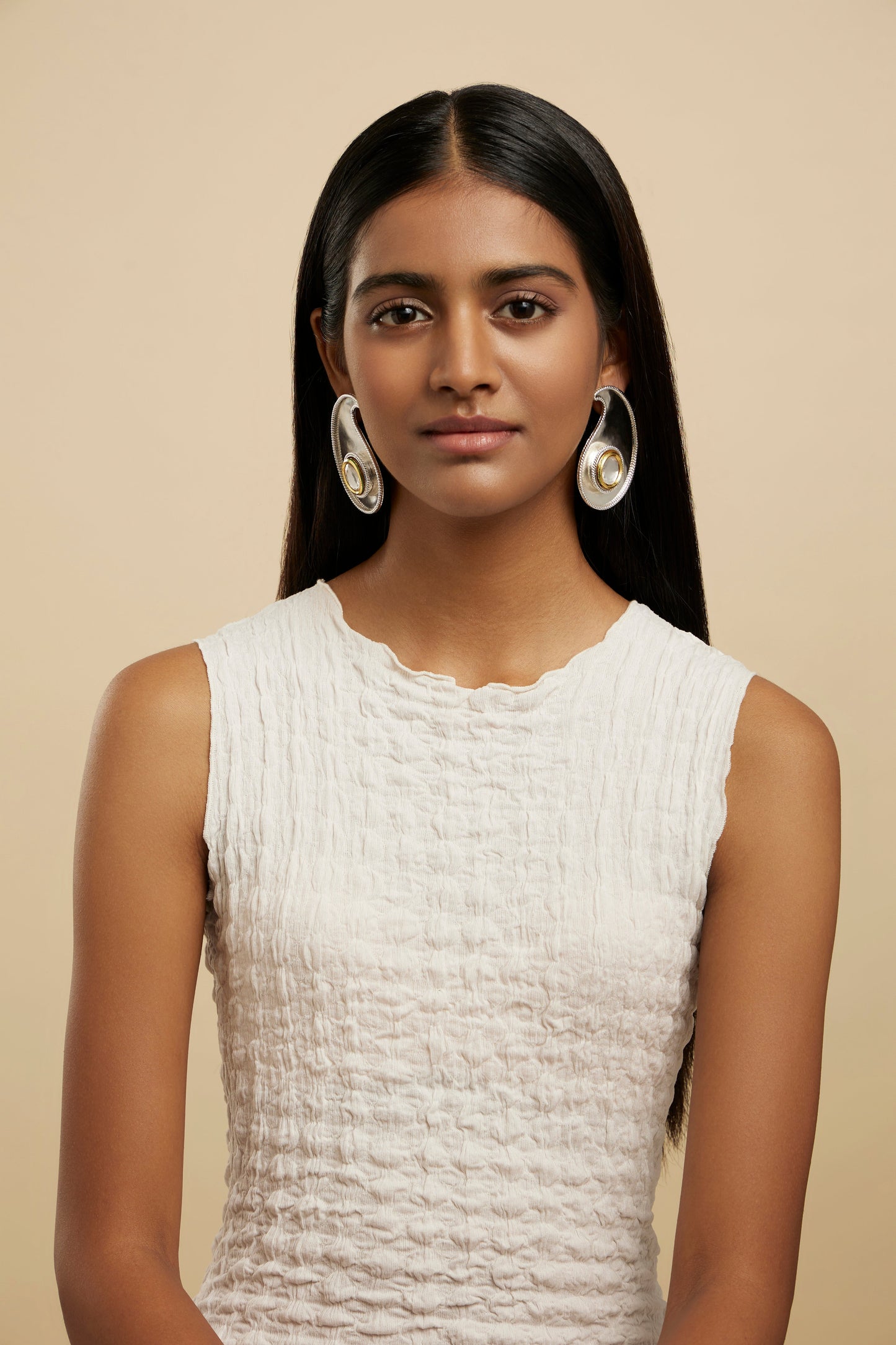 Polki Paisley Stud Earring Silver