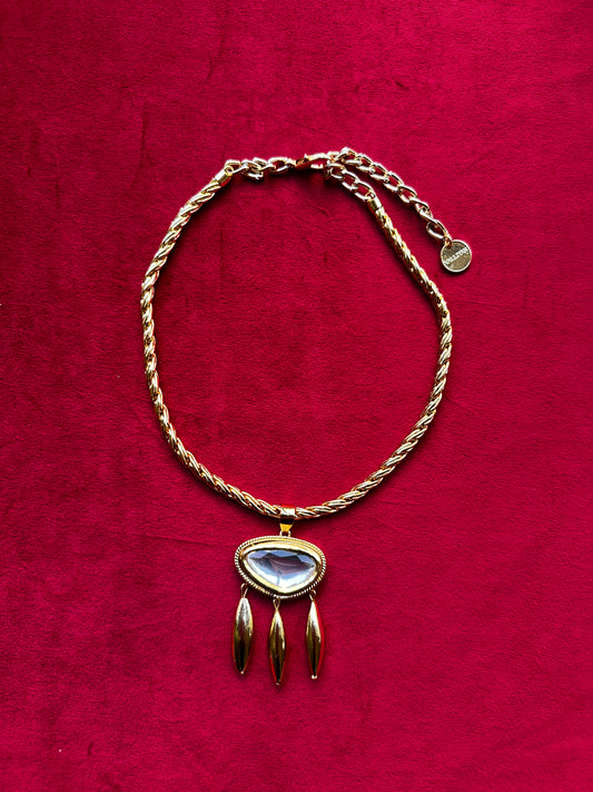 Polki Triangular Drop Necklace