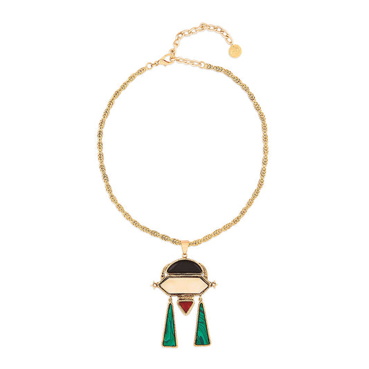 Gold Deco Space Ship Necklace