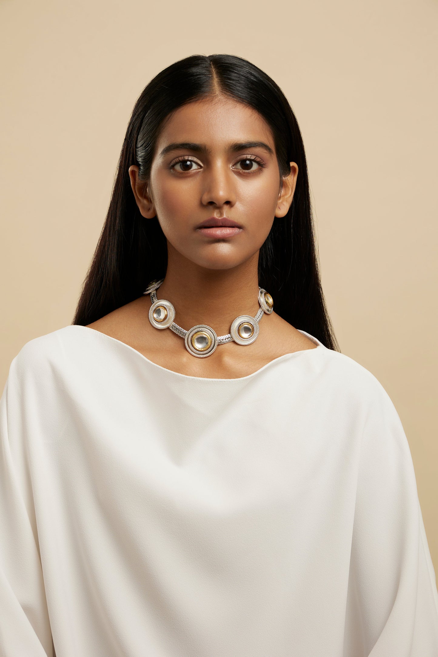 Polki Dot Necklace Silver