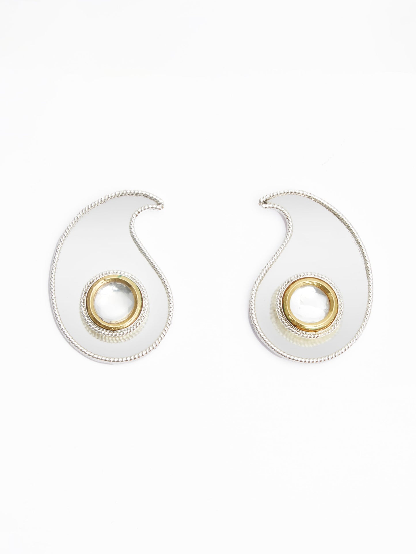 Polki Paisley Stud Earring Silver