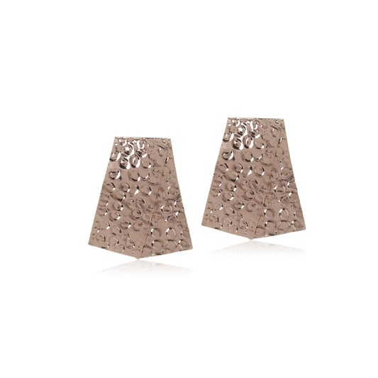 Beaten Rectangles Earrings (Rose Gold)