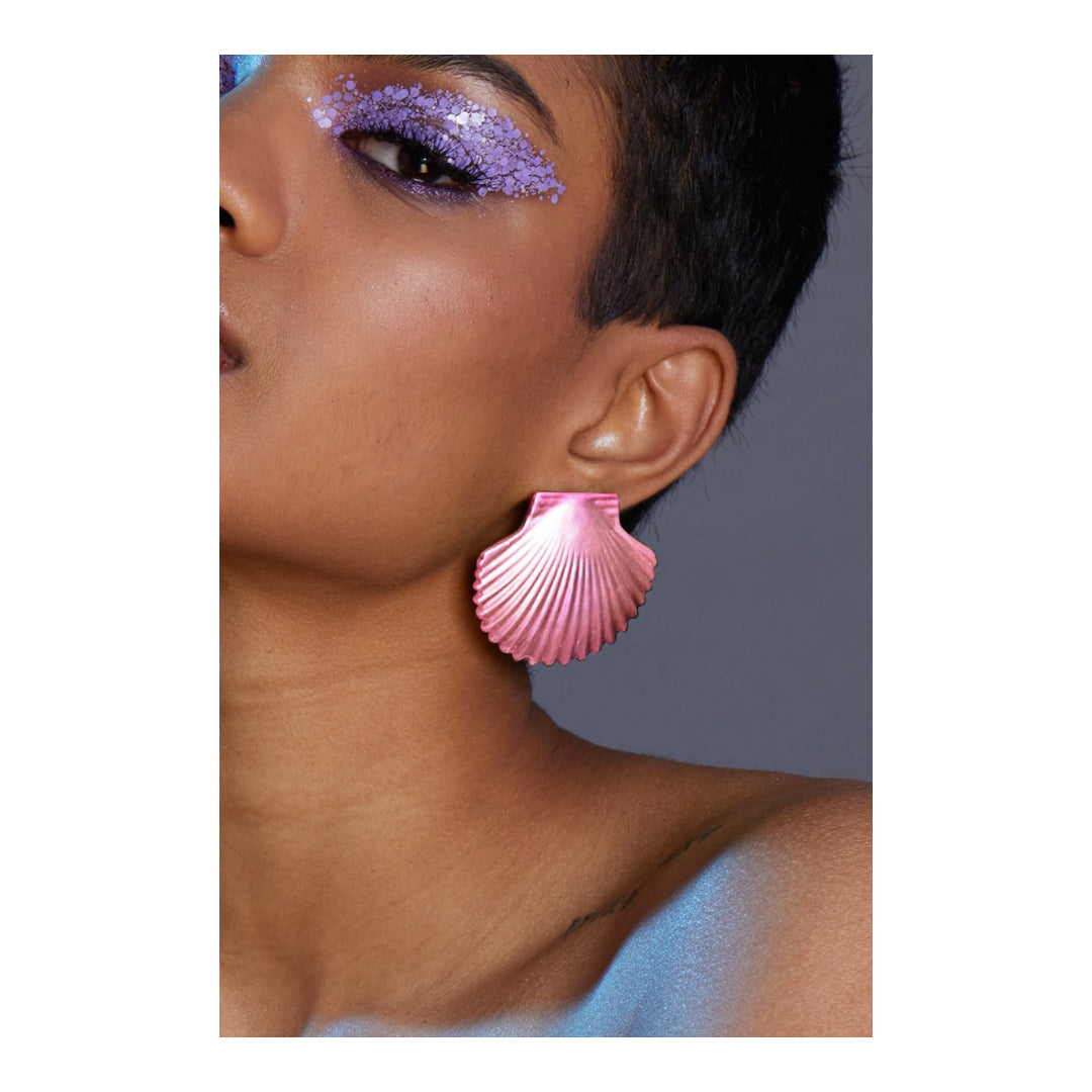 Pink Metallic Shell Earrings (Light)