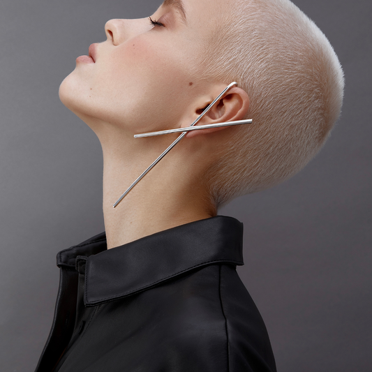 Big X Earrings in handmade 925 sterling silver featuring bold, sculptural X-shaped design.

