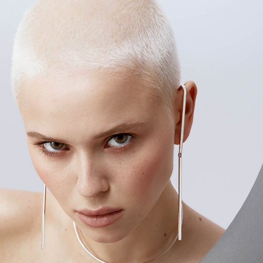 Earrings Pairs in handmade 925 sterling silver featuring clean, slender drop silhouette.

