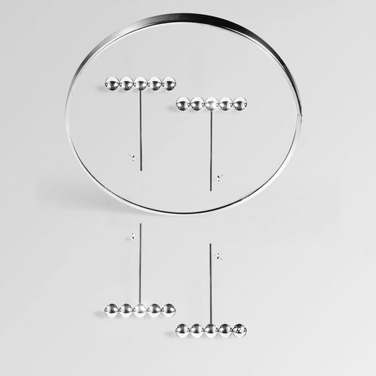 5 Balls Earrings in handmade 925 sterling silver featuring vertical drop design with five polished balls.


